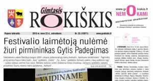 Antradienio "Gimtojo Rokiškio" numeris.