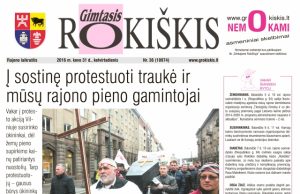 Ketvirtadienio "Gimtojo Rokiškio" numeris.