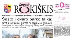 Antradienio "Gimtojo Rokiškio" numeris.