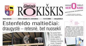 Ketvirtadienio "Gimtojo Rokiškio" numeris.