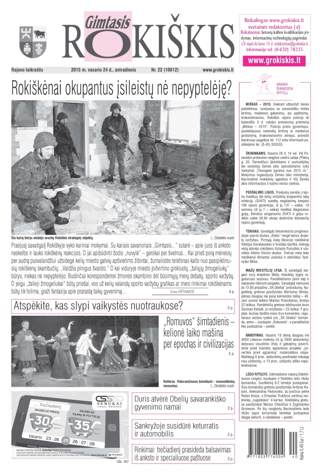 Gimtojo Rokiškio antradienio numeryje skaitykite