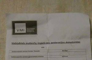 Būkite atidūs: sukčiai siūlo namuose laikomų pinigų surašymo paslaugą Suklastoto dokumento pavyzdys.
