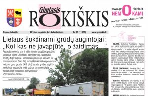 08-04 "Gimtojo Rokiškio" numeris.