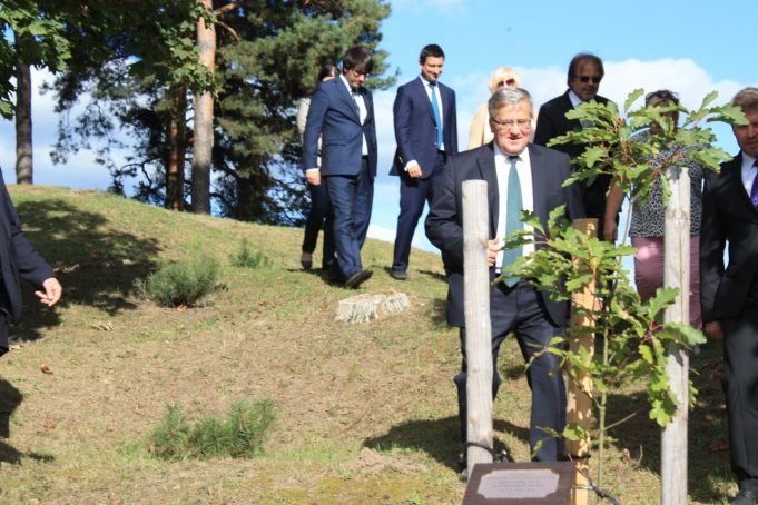 Prezidentas Bronislavas Komorovskis Kavoliškyje, prie ąžuoliuko, paties sodinto kone prieš metus. 