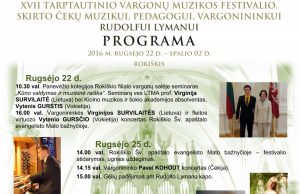 XVII tarptautinis vargonų muzikos festivalis Afiša