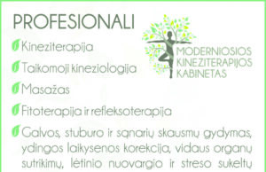 Kviečia modernios kineziterapijos kabinetas