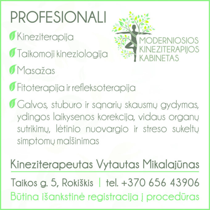 Moderniosios kineziterapijos kabinetas SKELBIMAS