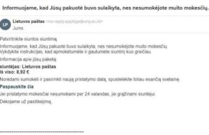 Dėmesio, sukčiai naudojasi Lietuvos pašto vardu!