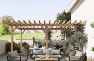 Kaip suderinti baldus terasai su lauko augalais ir aksesuarais?