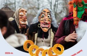 Užgavėnių šventė „Blynų ir kaukių fiesta“ Pakriauniuose