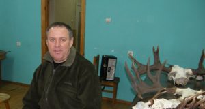 Medžioklės žinovas Gytis Adriuškevičius aukso medalį pelnė už šerno iltis. A.Minkevičienės nuotr.