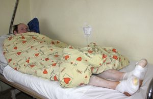 Rajono ligoninėje K.Ramelis gydosi nušalusias kojas. D.Zibolienės nuotr.