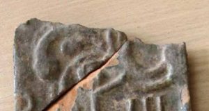 Istorikams teks išsiaiškinti koklio heraldinių ženklų ir raidės „P“ reikšmę. D.Zibolienės nuotr.