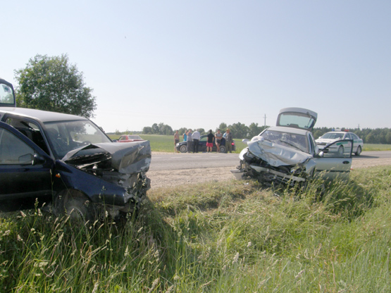 Kaktomuša susidūrus automobiliams sužaloti septyni žmonės. A.Minkevičienės nuotr. Kaktomuša susidūrus automobiliams sužaloti septyni žmonės. A.Minkevičienės nuotr.