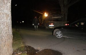 Avarijos vietoje išsiliejusią taršą išvalė ir nuo smūgio nuskilusias automobilio duženas surinko ugniagesiai gelbėtojai. A.Minkevičienės nuotr.