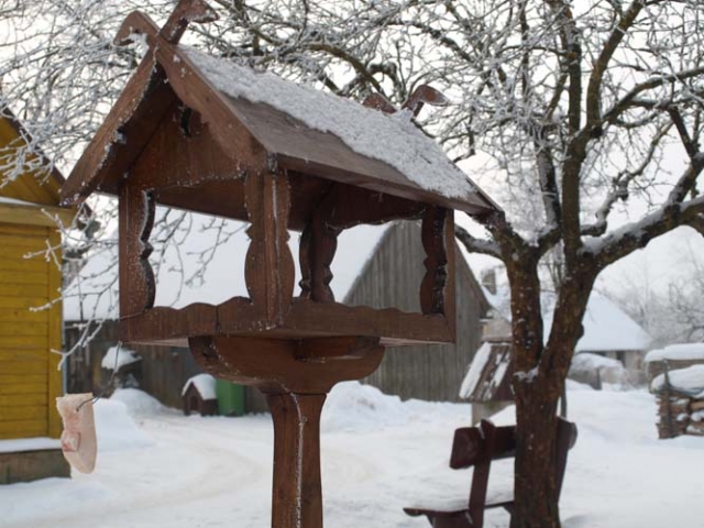 Mieste lesyklėlių – vos viena kita. Ši privataus namo kieme aptikta lesykla buvo stilingiausia. A.Minkevičienės nuotr. Mieste lesyklėlių – vos viena kita. Ši privataus namo kieme aptikta lesykla buvo stilingiausia. A.Minkevičienės nuotr.
