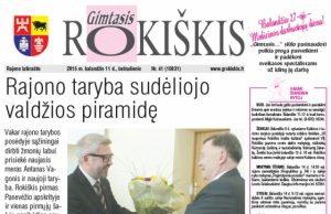 Šeštadienio "Gimtojo Rokiškio" numeris.