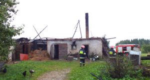 Degsnių kaime supleškintas ūkinis pastatas. A.Minkevičienės nuotr.