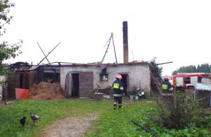 Degsnių kaime supleškintas ūkinis pastatas. A.Minkevičienės nuotr.