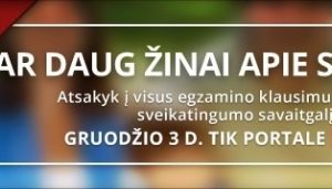 Dalyvaukite Nacionaliniame sveikatos egzamine Egzamino reklaminė afiša