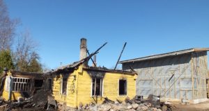 Medinuką suniokojęs gaisras kėlė didelę grėsmę ir kaimynystėje statomam naujam namui. A.Minkevičienės nuotr.
