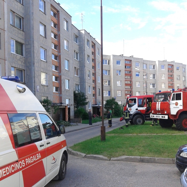 Ugniagesiai skubiai sureagavo į pavojaus signalą. R. Kilkaus nuotr.
