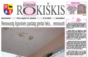 Šeštadienio "Gimtojo Rokiškio" numeris.
