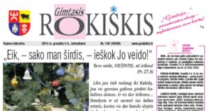 Šeštadienio "Gimtojo Rokiškio" numeris.