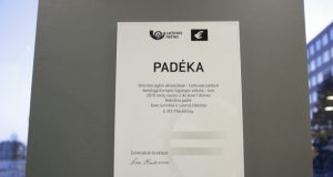 Rokiškio pašte padėka už iškeistus litus.