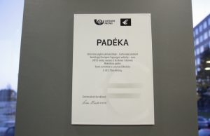 Rokiškio pašte padėka už iškeistus litus.