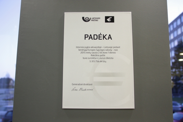 Rokiškio pašte padėka už iškeistus litus.