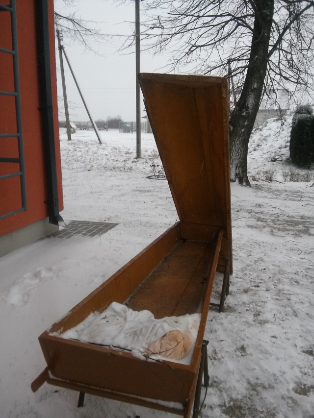 Šiurpą keliantis karstas. D. Zibolienės nuotr.