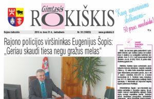 Šeštadienio "Gimtojo Rokiškio" numeris.