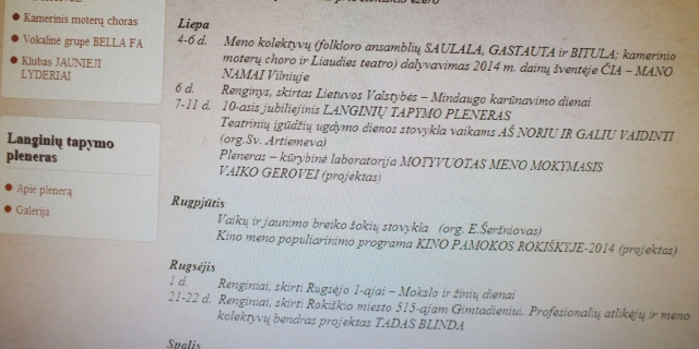 Tinklalapiuose nurodoma klaidinga renginio data.