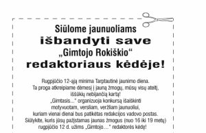 Siūlome jaunuoliams išbandyti save „Gimtojo Rokiškio“ redaktoriaus kėdėje