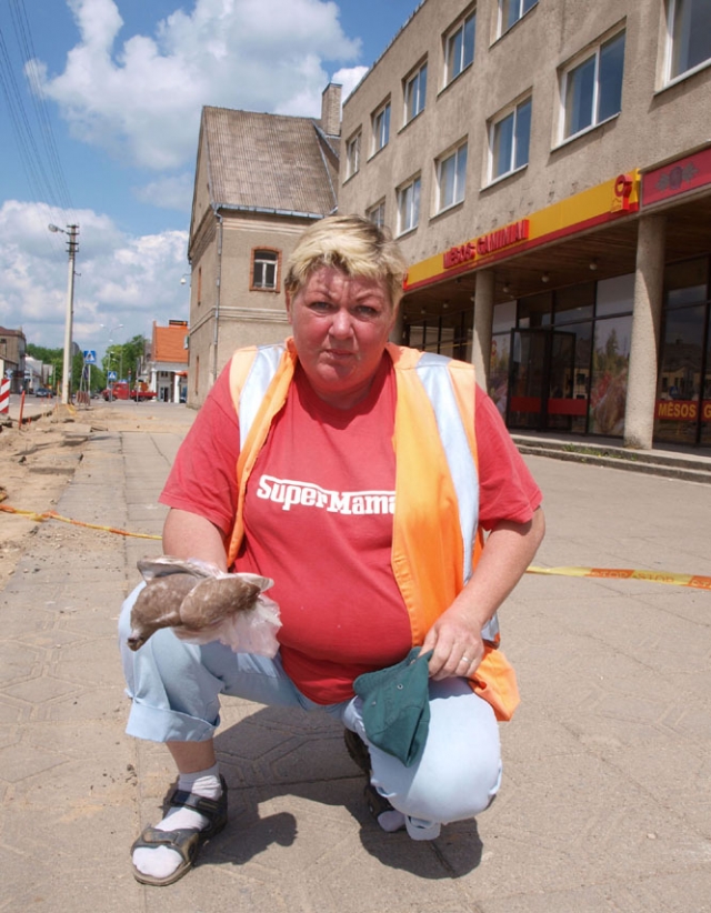 Apžiūrėjusi paukštį valytoja Aelita Laužadienė spėjo