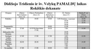 Pamaldų laikas Rokiškio dekanate
