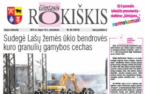 Šeštadienio "Gimtojo Rokiškio" numeris.