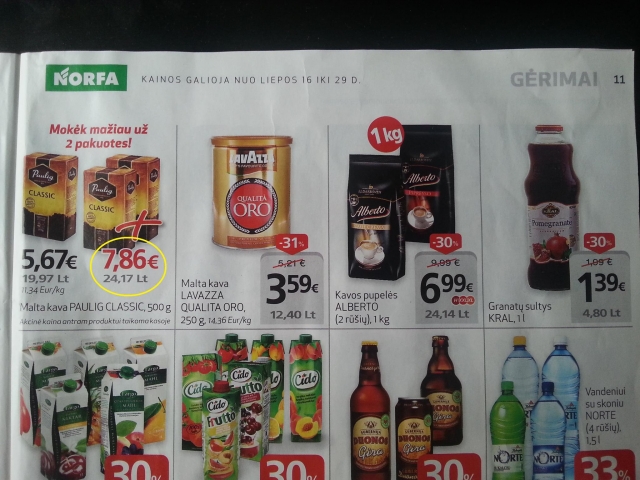 Reklaminiame leidinyje netiksli prekių kaina Reklaminiame leidinyje netiksli prekių kaina