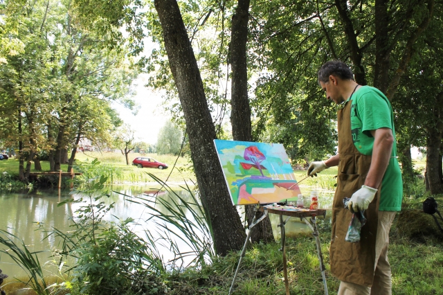 Prie drobės – Rimvydas Pupelis. R. Pupelio archyvo nuotr.