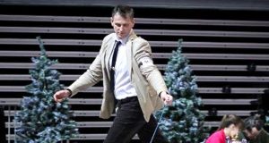 R.Godeliausko šuo Popsas parodoje demonstravo nepriekaištingą eiseną. R.Godeliausko archyvo nuotr.