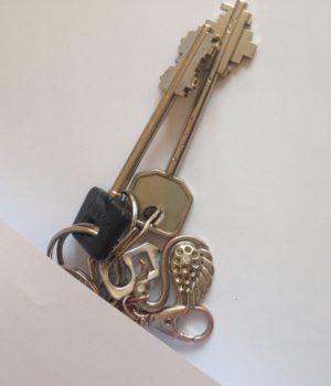 Dėl saugumo nufotografuotas tik raktų ryšulio fragmentas.