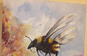 Ligito Keraičio „Kamanė“ tapyta kelios dienos iki parodos. R. Milaknienės nuotr.