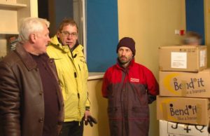 Rotary klubo vyrai prie norvegų dovanų: Rimgaudas Kilas (iš kairės)