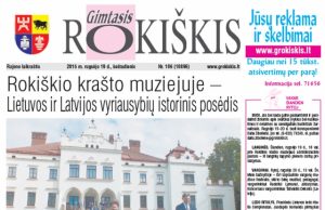 Šeštadienio "Gimtojo Rokiškio" numeris.