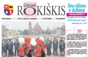 Šeštadienio "Gimtojo Rokiškio" numeris.