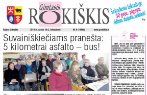 Šeštadienio "Gimtojo Rokiškio" numeris.