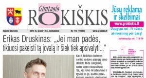 Šeštadienio "Gimtojo Rokiškio" numeris.