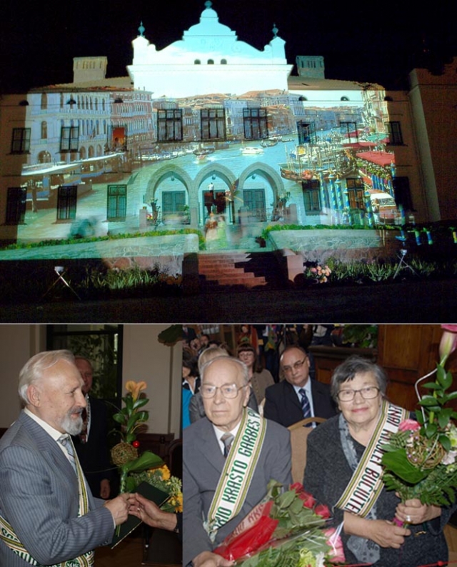 Iškilmingo rajono tarybos posėdžio akimirka. Rajono vadovai pagerbė nusipelniusius rajonui žmones.