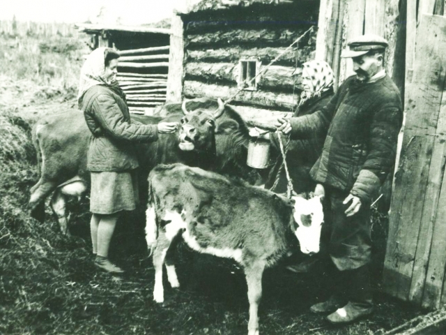 Tremtinių Matuzonių šeima Dvariščioje: Pranė Matuzonytė (iš kairės)